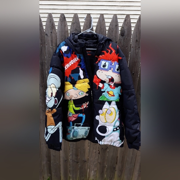RARE Members Only X SpongeBob Nickelodeon iconic Puffer Jacket Black Size XXL - Picture 8 of 8
